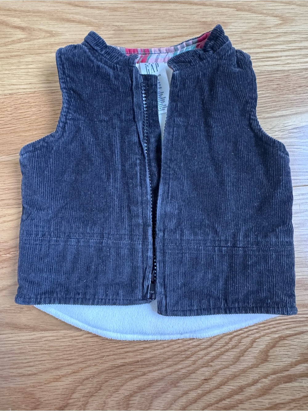 GAP Kids Corduroy Vest with Plaid and Sherpa Lining